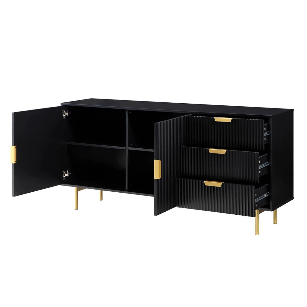 R&R MUEBLES - Aparador Moderno Tomoro Negro R&R MUEBLES
