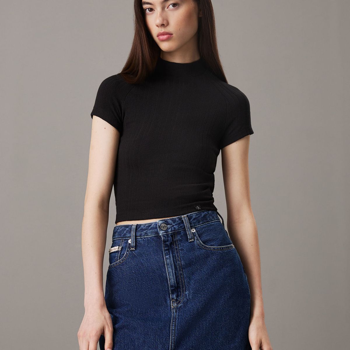 CALVIN KLEIN - CAMISETA WARM TEXTURE RIB MOCKNECK TOP