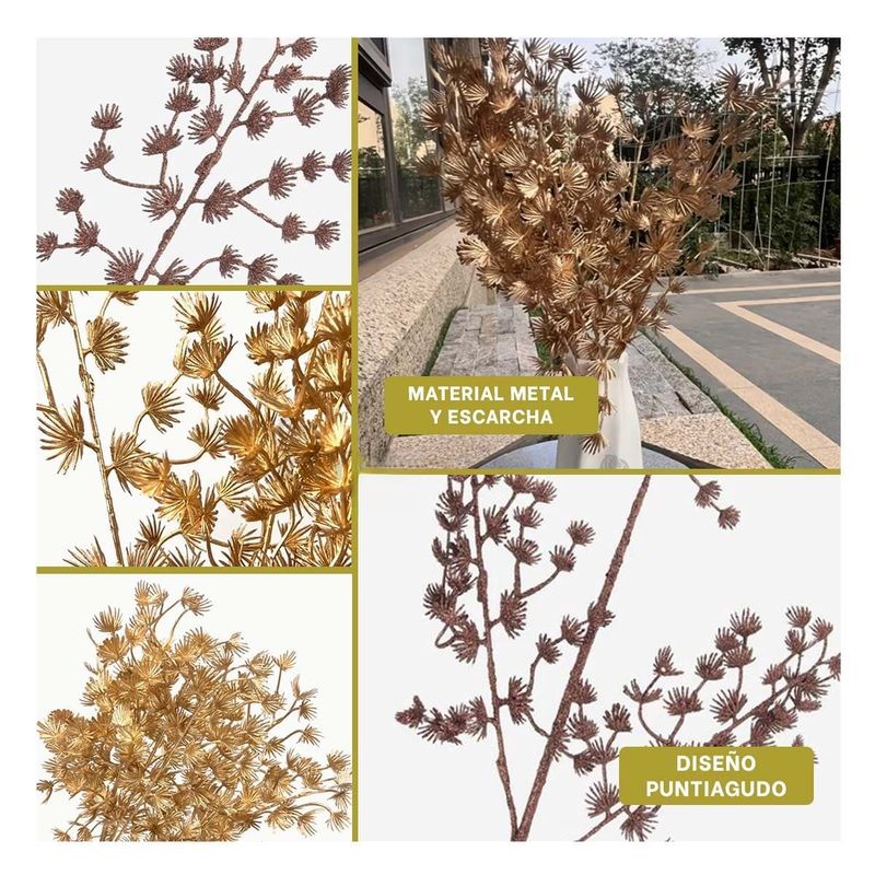 GENERICO - Espigas Planta Brillante de 2Pcs en Rojo y Dorado35cm