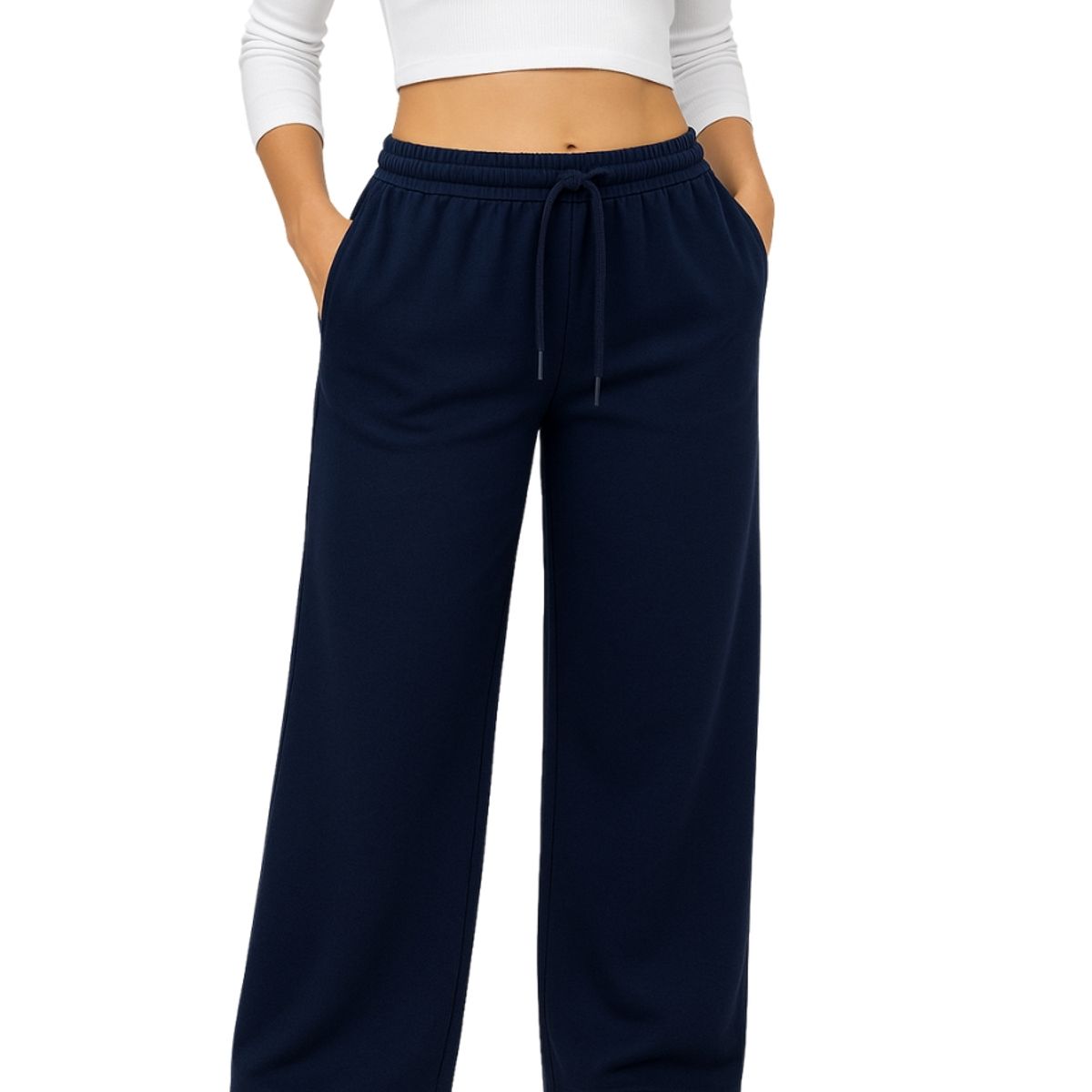 ENKI - Pantalón Palazzo Mujer Franela 201 - Tiro Alto y Fit Ancho - Abrigo y Elegancia Casual