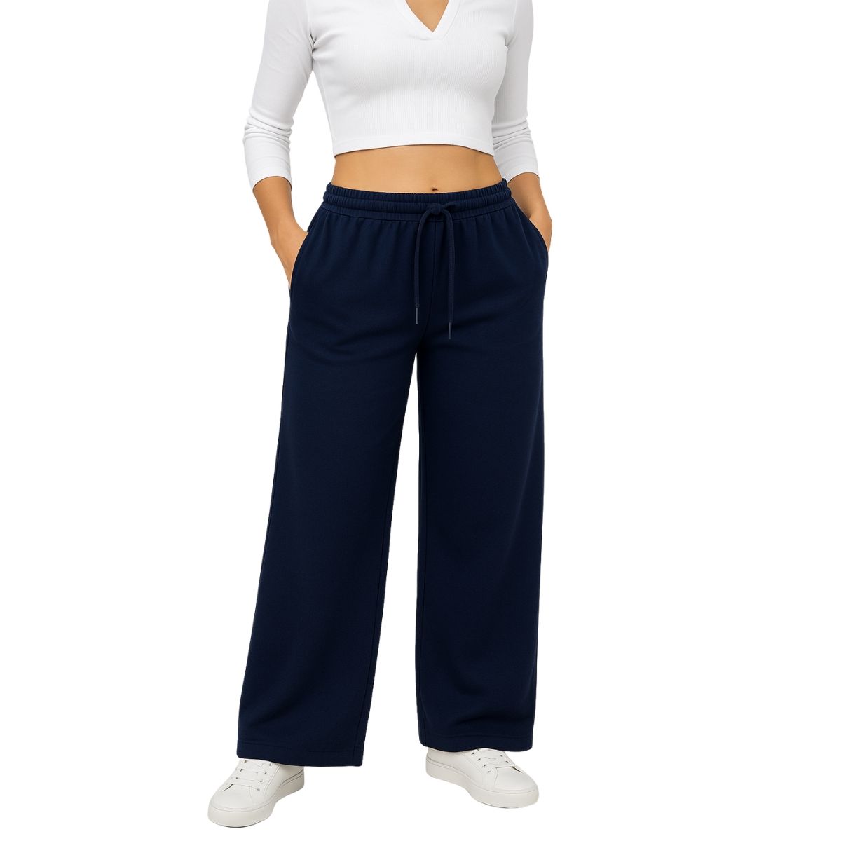 ENKI - Pantalón Palazzo Mujer Franela 201 - Tiro Alto y Fit Ancho - Abrigo y Elegancia Casual