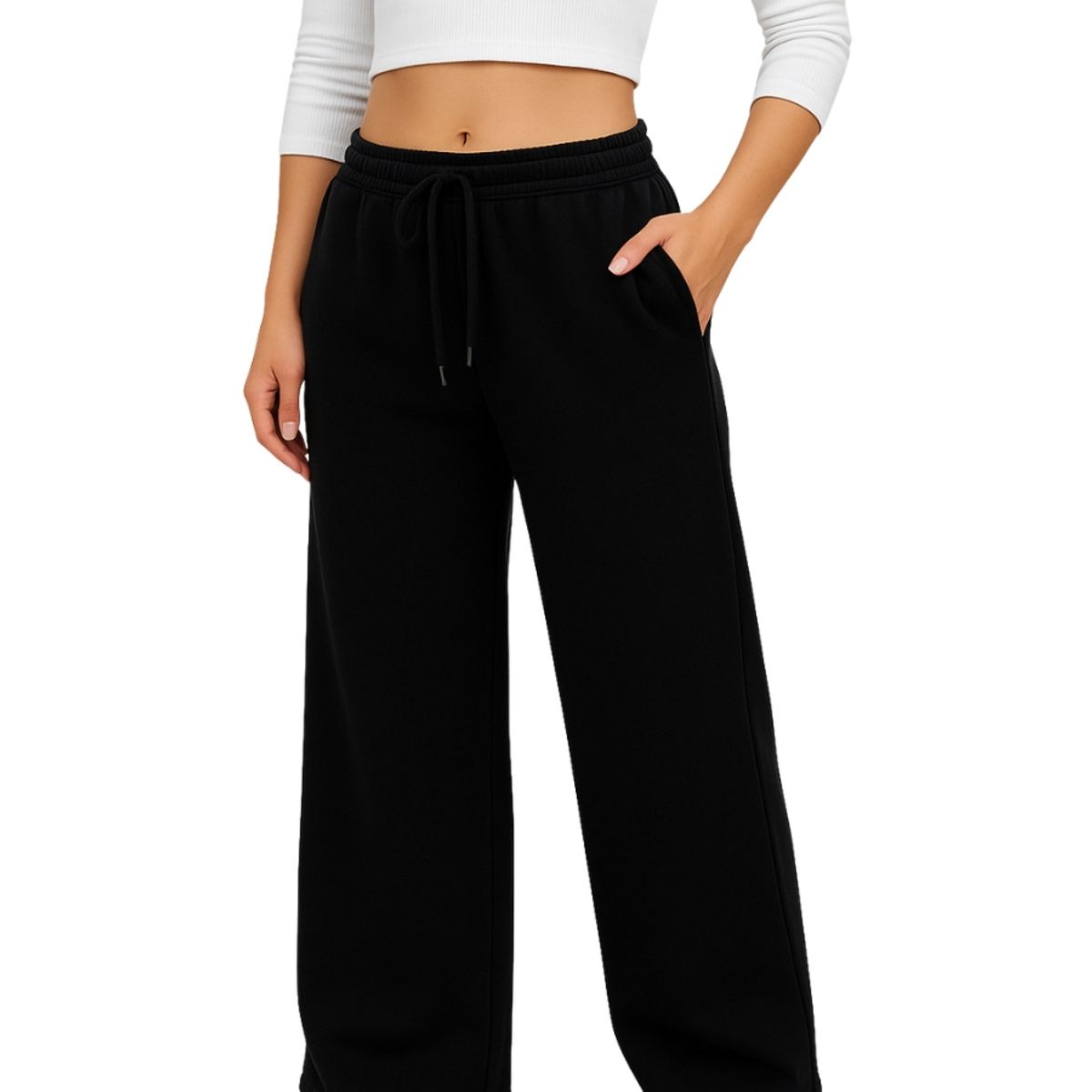 ENKI - Pantalón Palazzo Mujer Franela 201 - Tiro Alto y Fit Ancho - Abrigo y Elegancia Casual