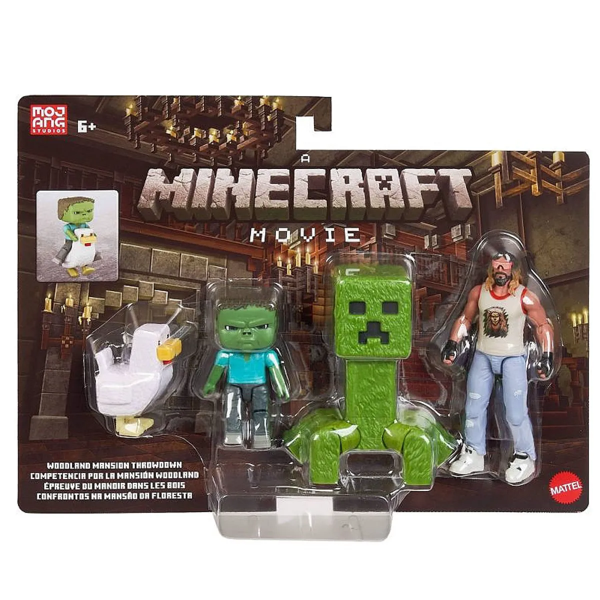 MINECRAFT - Set 4 Figuras Story Pack La Pelicula Garret Creeper Zombie Pollo