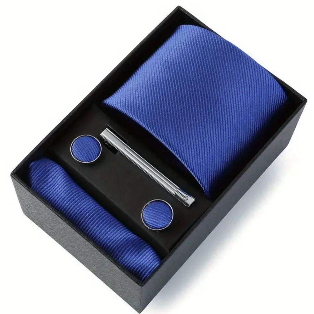 GENERICO - SET CORBATA PISA CORBATA GEMELOS Y PAÑUELO CELESTE