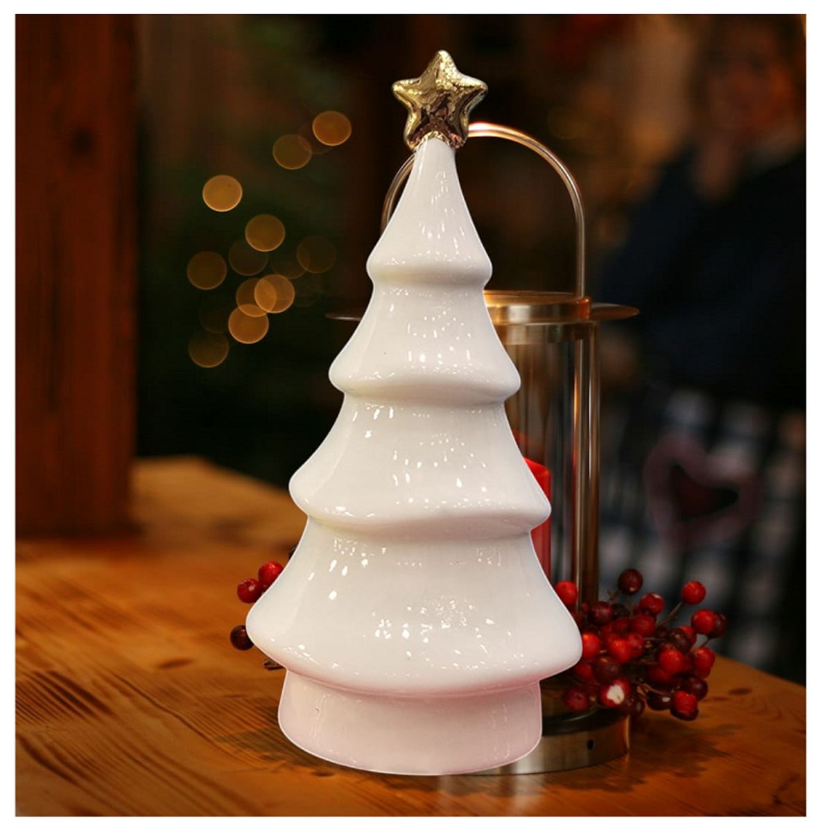 GENERICO - ARBOLITO DE NAVIDAD DE CERAMICA BLANCA