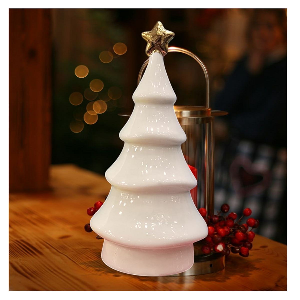 GENERICO - ARBOLITO DE NAVIDAD DE CERAMICA BLANCA