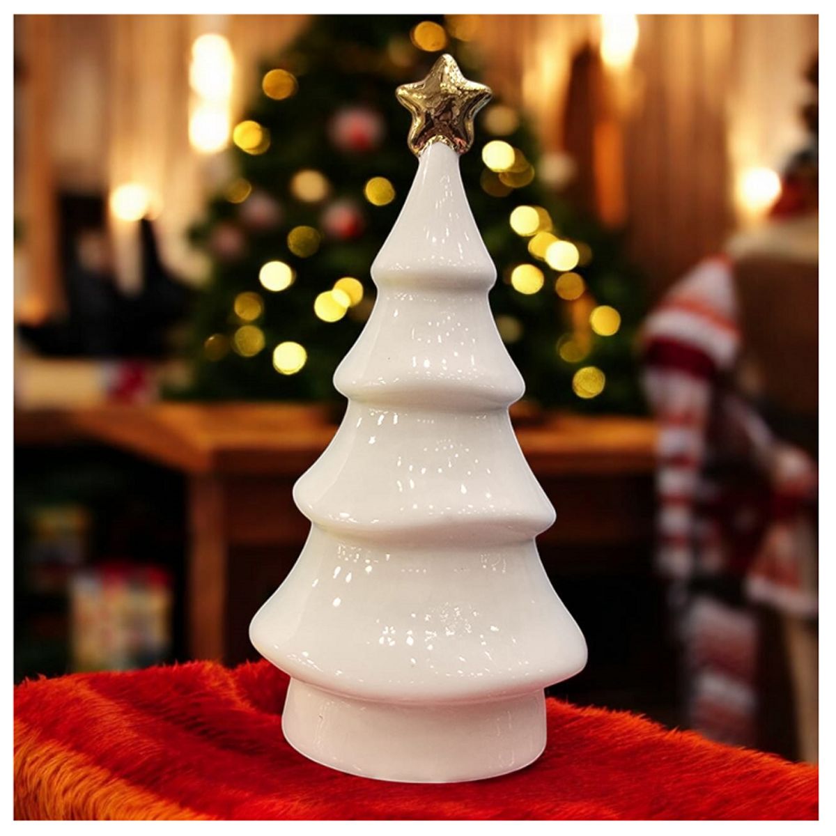 GENERICO - ARBOLITO DE NAVIDAD DE CERAMICA BLANCA