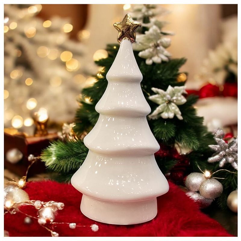 GENERICO - ARBOLITO NAVIDEÑO DE PORCELANA CON ESTRELLAS CALADAS