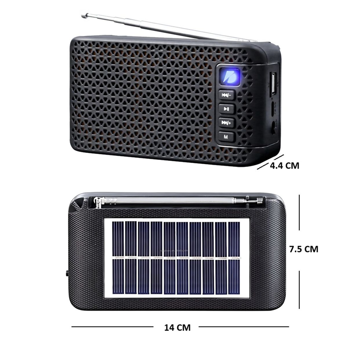 GENERICO - Radio FM  Portátil Recargable Con Bluetooth-USB-MicroSD y Carga Solar
