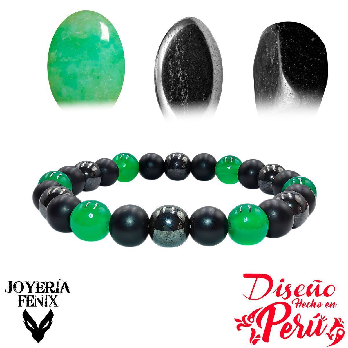 JOYERIA FENIX - Pulsera Triple Protección Ónix - Joyería Fénix