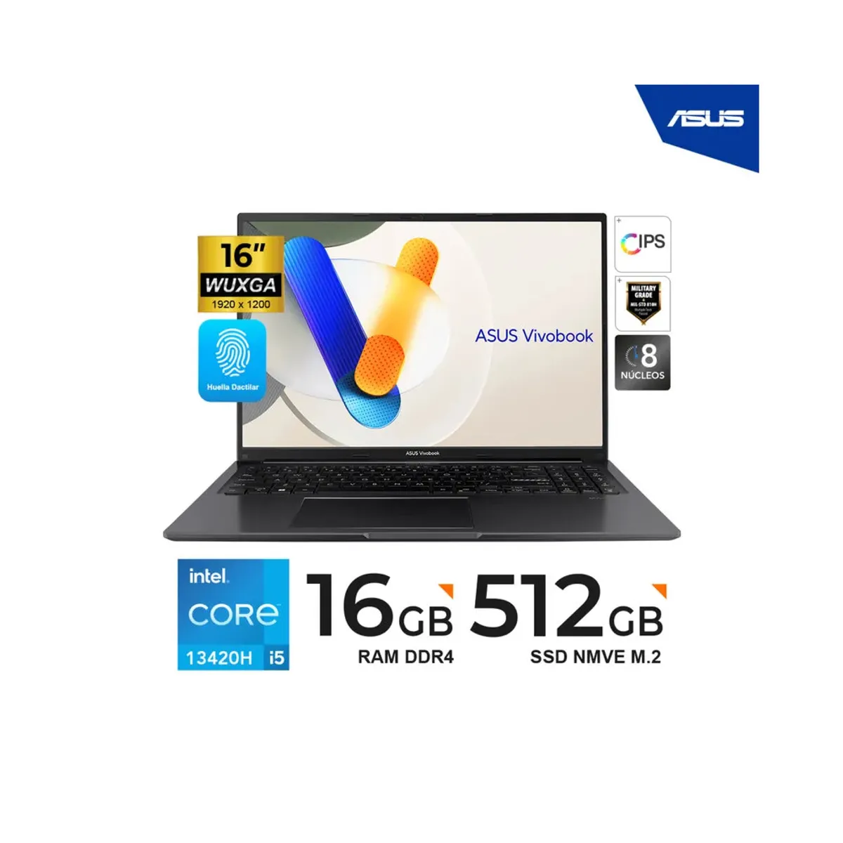 ASUS - LAPTOP ASUS VIVOBOOK 16 I5 13420H 16GB 512GB FULL HD W11 Lector HUELLA