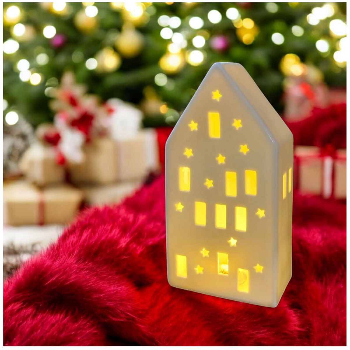 GENERICO - CASITA DE PORCELANA CON LUZ LED  NAVIDEÑO