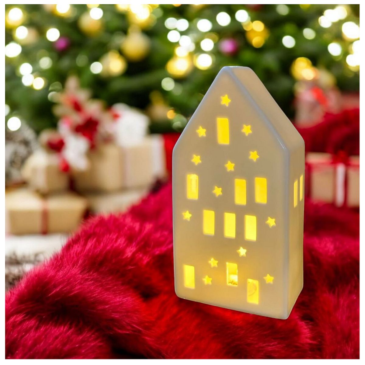 GENERICO - CASITA DE PORCELANA CON LUZ LED  NAVIDEÑO