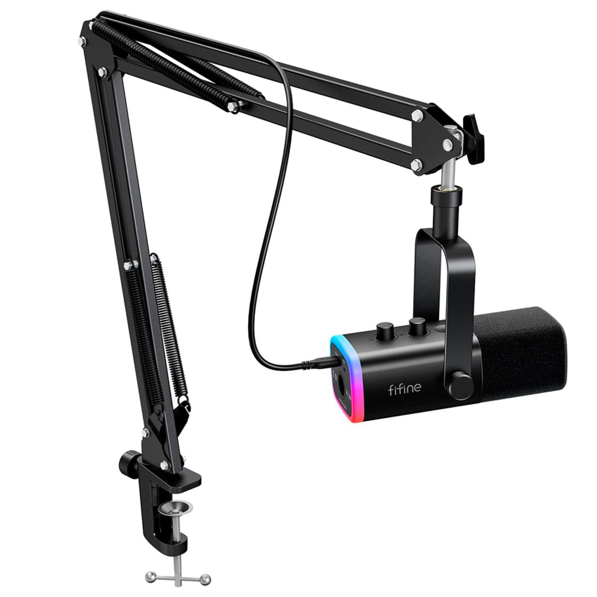 FIFINE - Micrófono + Brazo Fifine Am8 Am8t Usb Xlr Cardioide - Negro