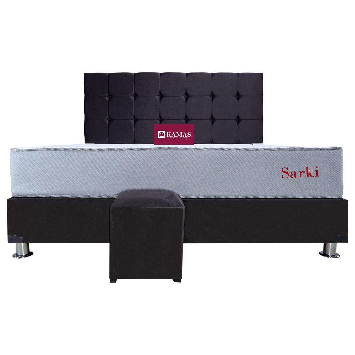 KAMAS - DORMITORIO KING KAMAS SARKI + CABECERA AÉREA CUADROS 2 - CHOCOLATE