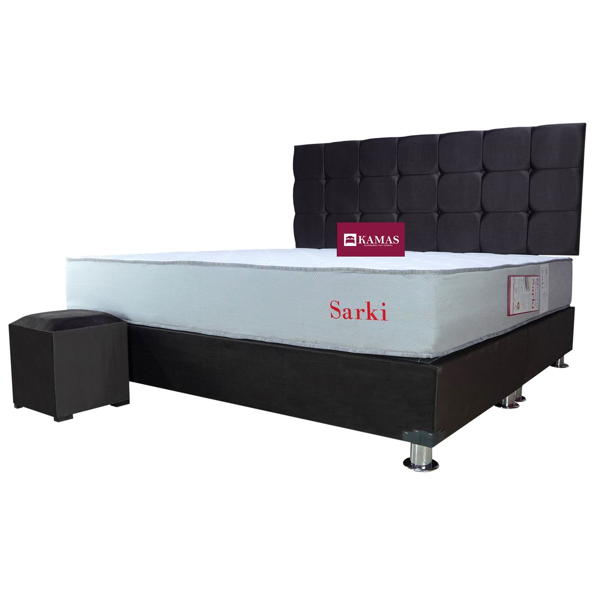 KAMAS - DORMITORIO KING KAMAS SARKI + CABECERA AÉREA CUADROS 2 - CHOCOLATE