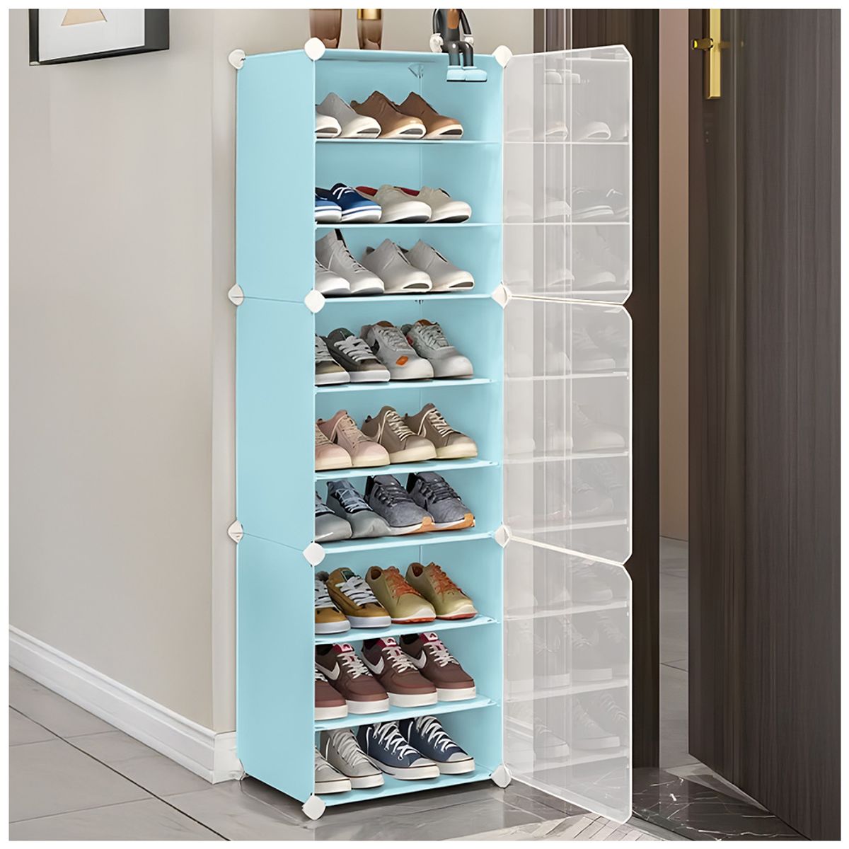 KELLER - Zapatera Organizador 9 Niveles Multiusos Celeste
