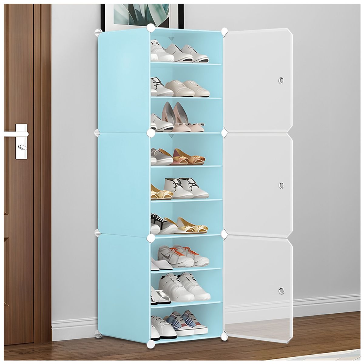 KELLER - Zapatera Organizador 9 Niveles Multiusos Celeste