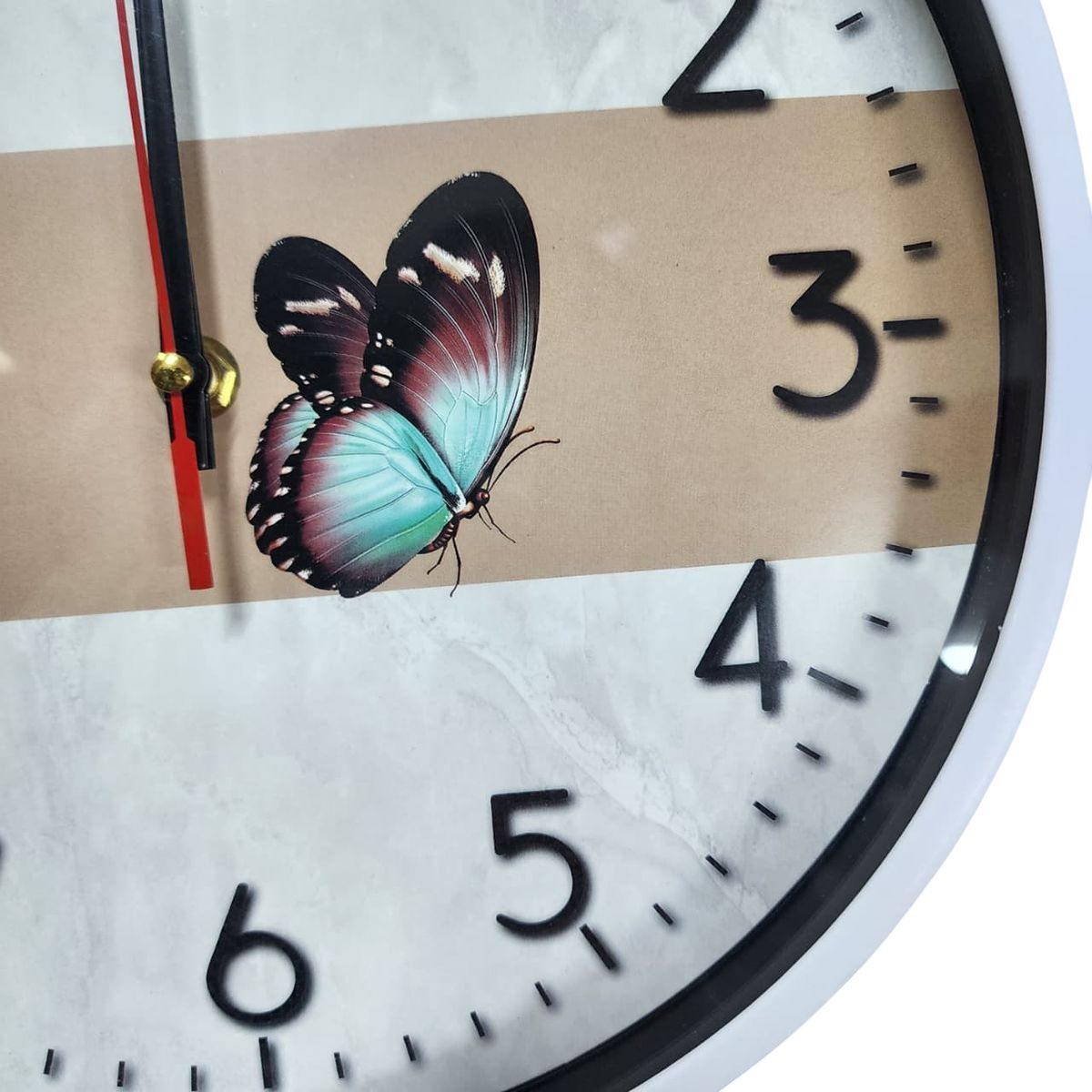 GENERICO - Reloj de pared de 27cm a pila AA - Mariposa - BLANCO