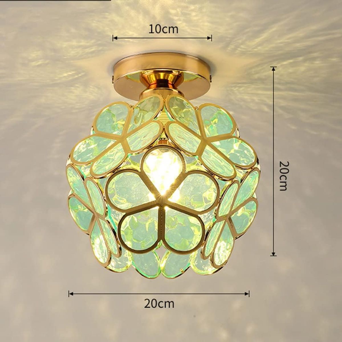 HOME NEAT - Lámpara de techo de flor de cereza de cristal E27 ø20cm Verde