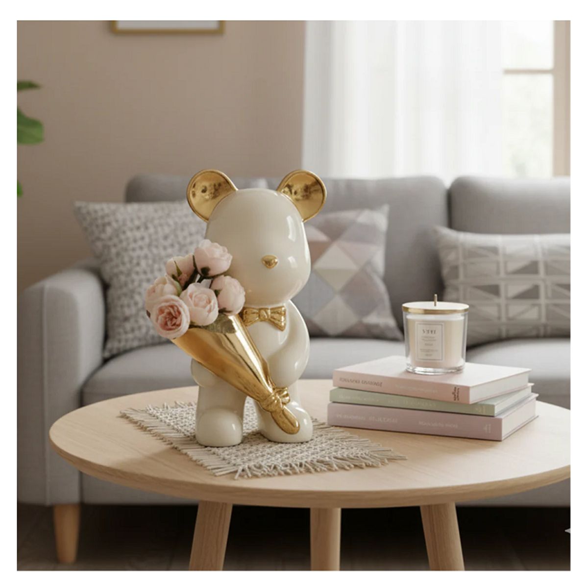 GENERICO - Adorno decorativo de oso en cerámica - Elegante para hogar o regalo