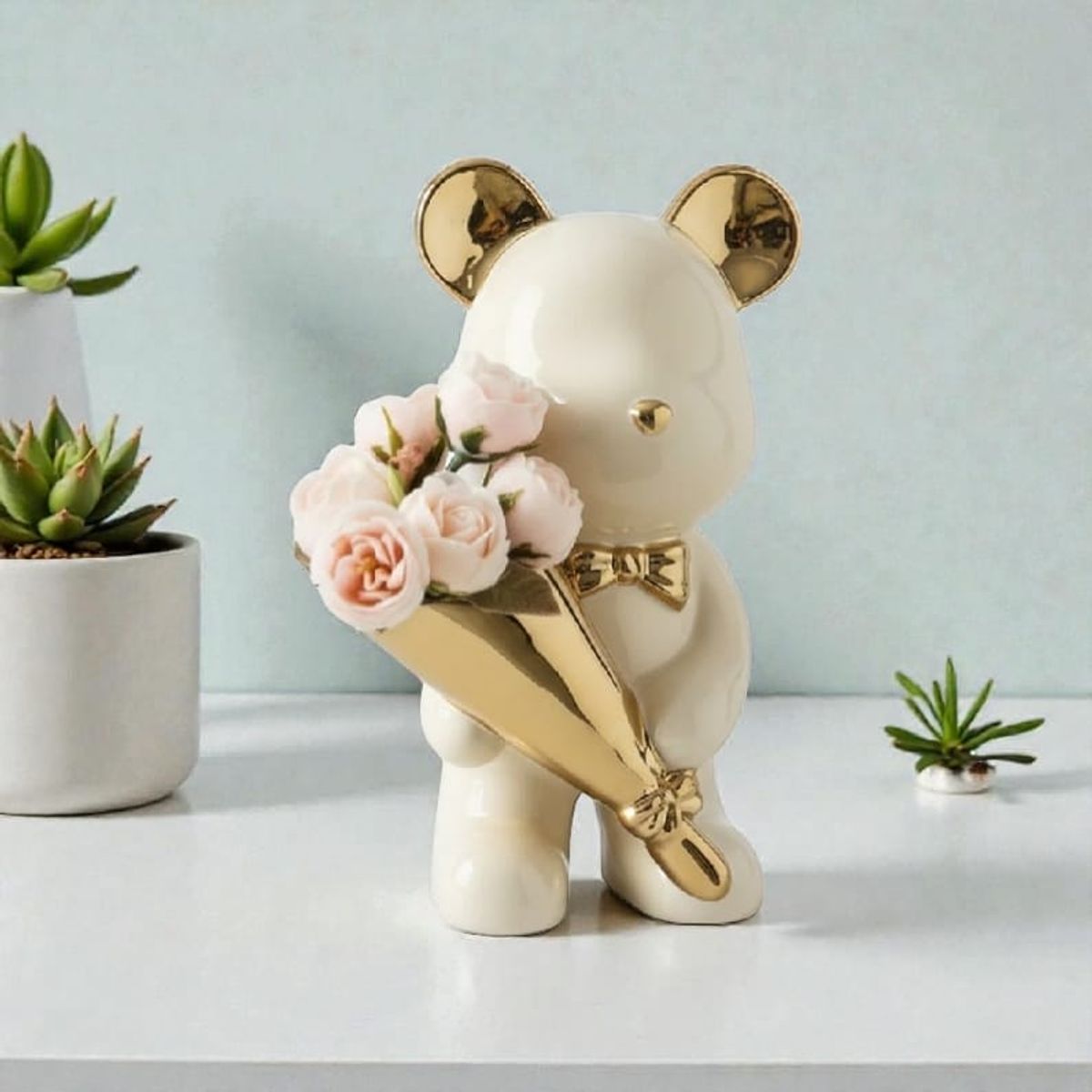 GENERICO - Adorno decorativo de oso en cerámica - Elegante para hogar o regalo