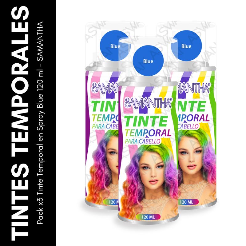 GENERICO - Pack x3 Tinte Temporal en Spray Blue 120 ml - SAMANTHA