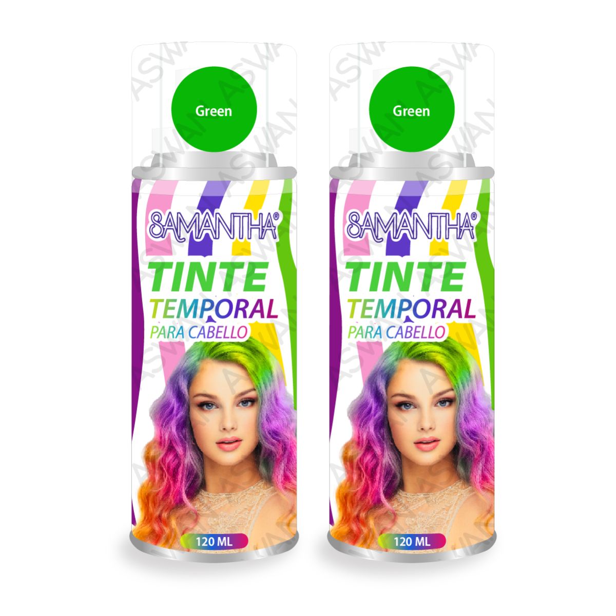 GENERICO - Pack x2 Tinte Temporal en Spray Green 120 ml - SAMANTHA