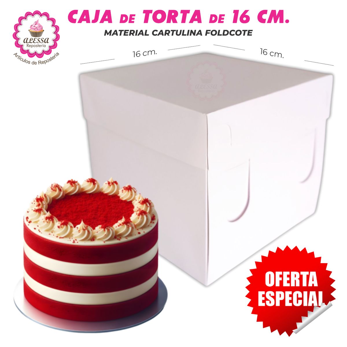 GENERICO - 50 Cajas de Torta de 16 cm. para Repostería