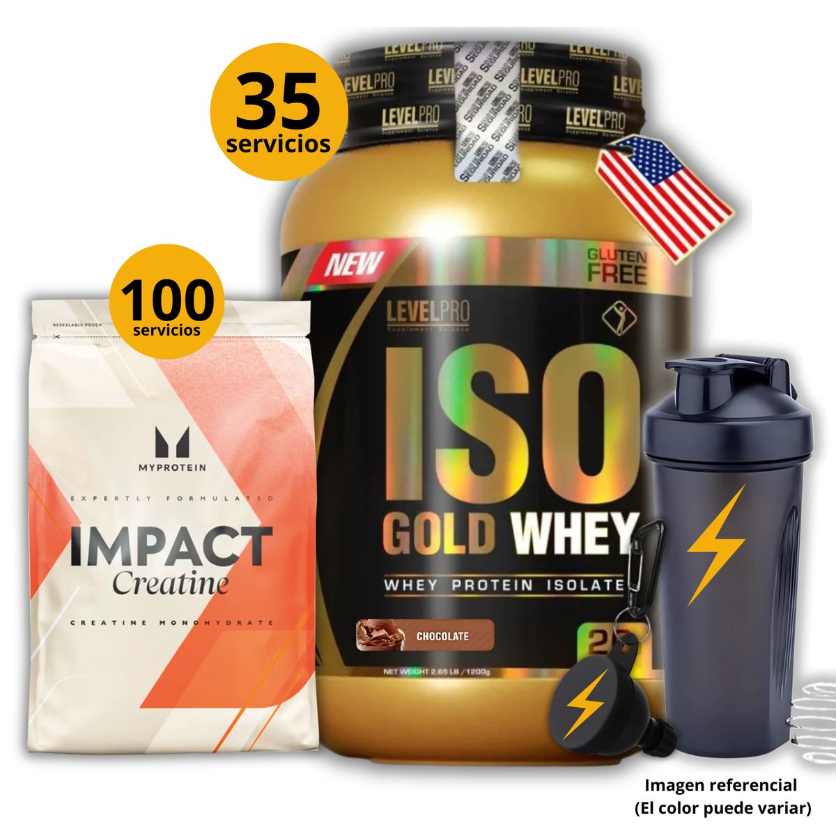 UNIVERSE NUTRITION - Proteína Iso gold whey de 1kg Chocolate + Creatina Myprotein de 500gr + regalos