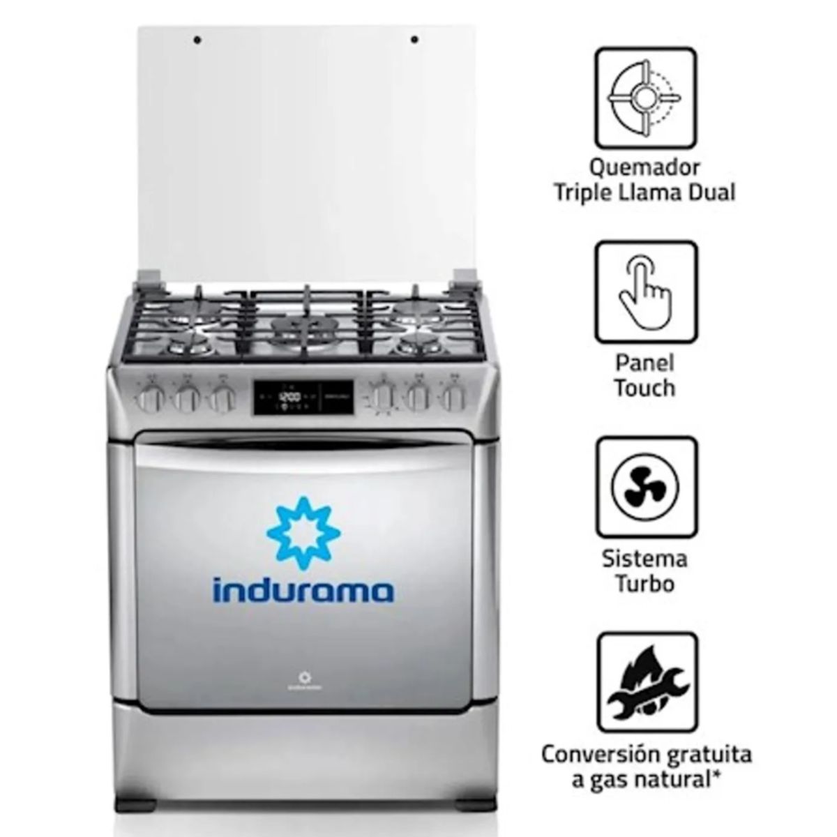 INDURAMA - Cocina Indurama Montecarlo Zafiro 5 Quemadores - Croma