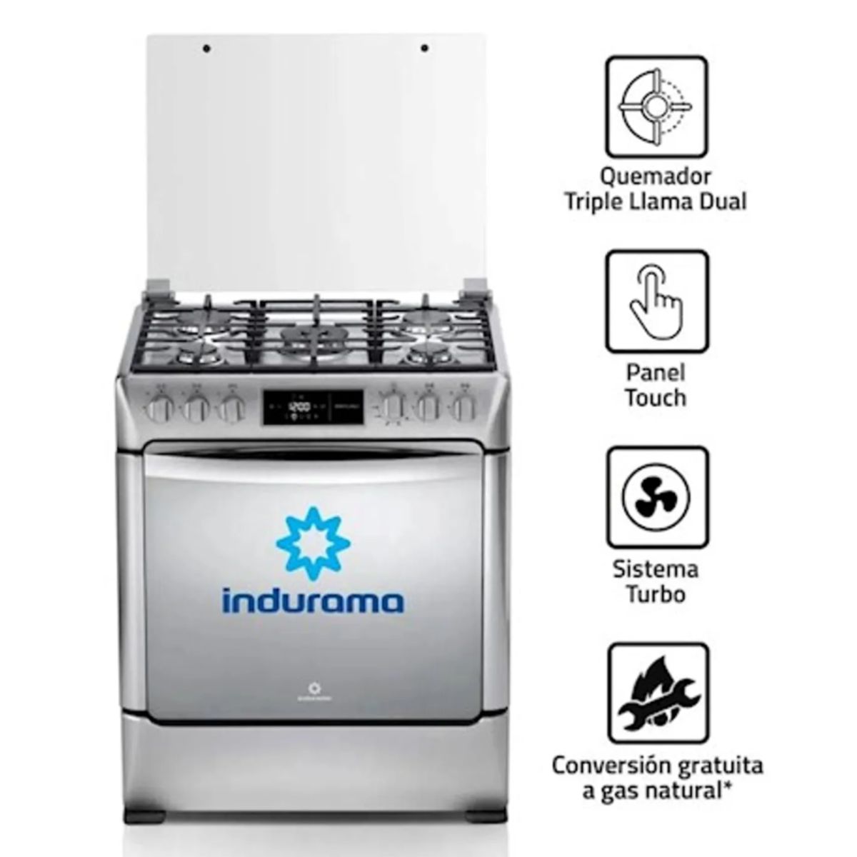 INDURAMA - Cocina Indurama Montecarlo Zafiro 5 Quemadores - Croma