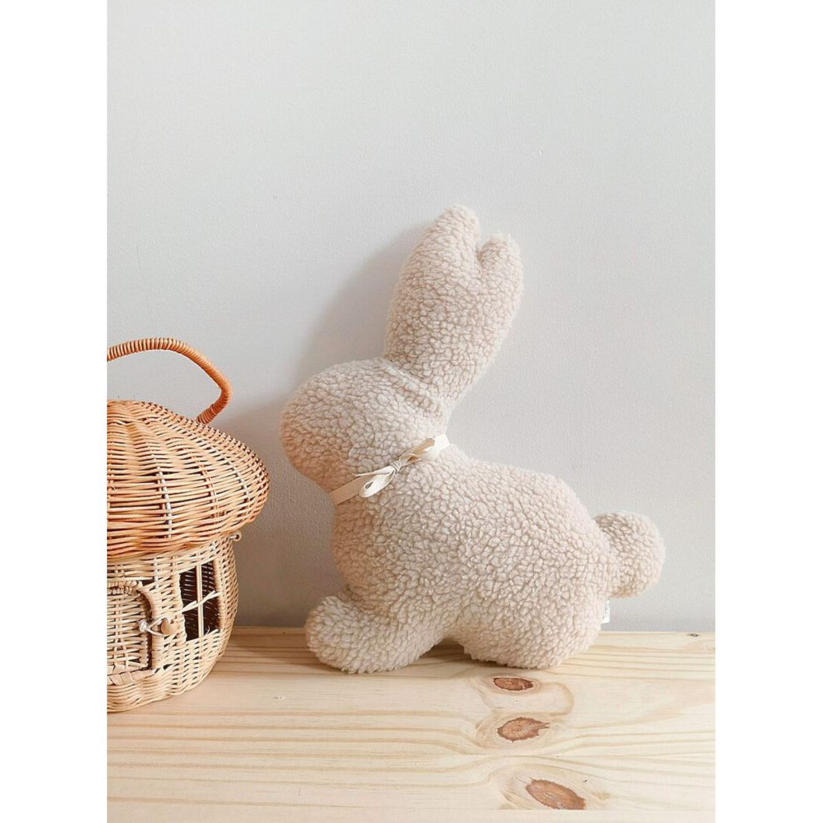 GENERICO - Cojín Conejo Pascua Decoración Nórdica 40x40 cm Cinta Blanca