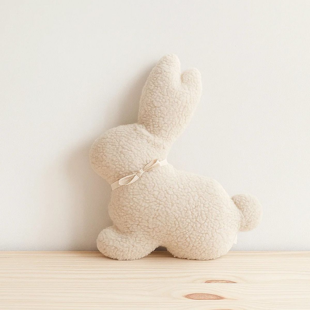 GENERICO - Cojín Conejo Pascua Decoración Nórdica 40x40 cm Cinta Blanca