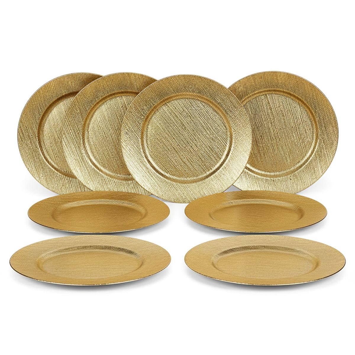 GENERICO - Plato de Sitio 8 Pzas Navidad Rayos Dorado 33cm 13