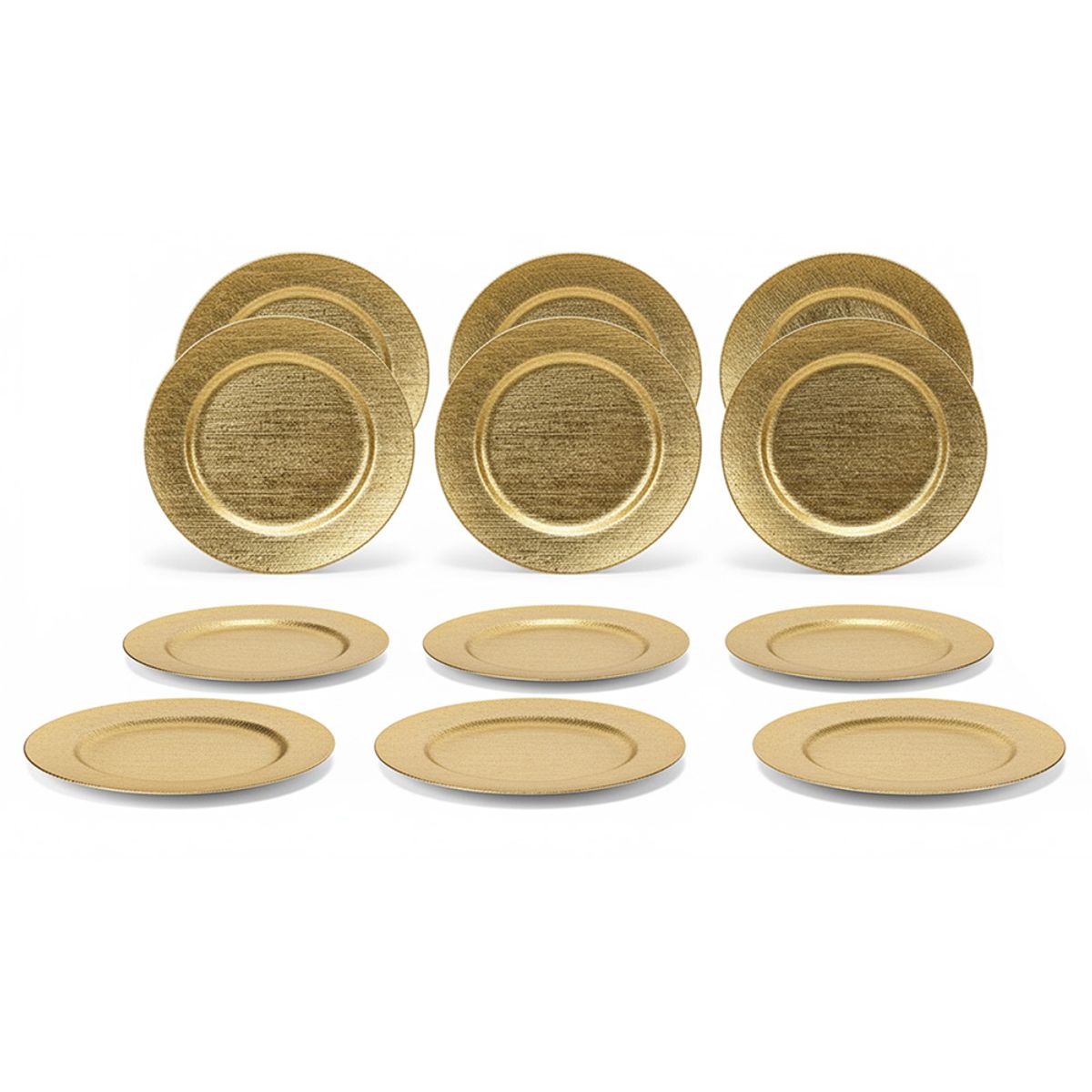 GENERICO - Plato de Sitio 12 Pzas Navidad Rayos Dorado 33cm 13