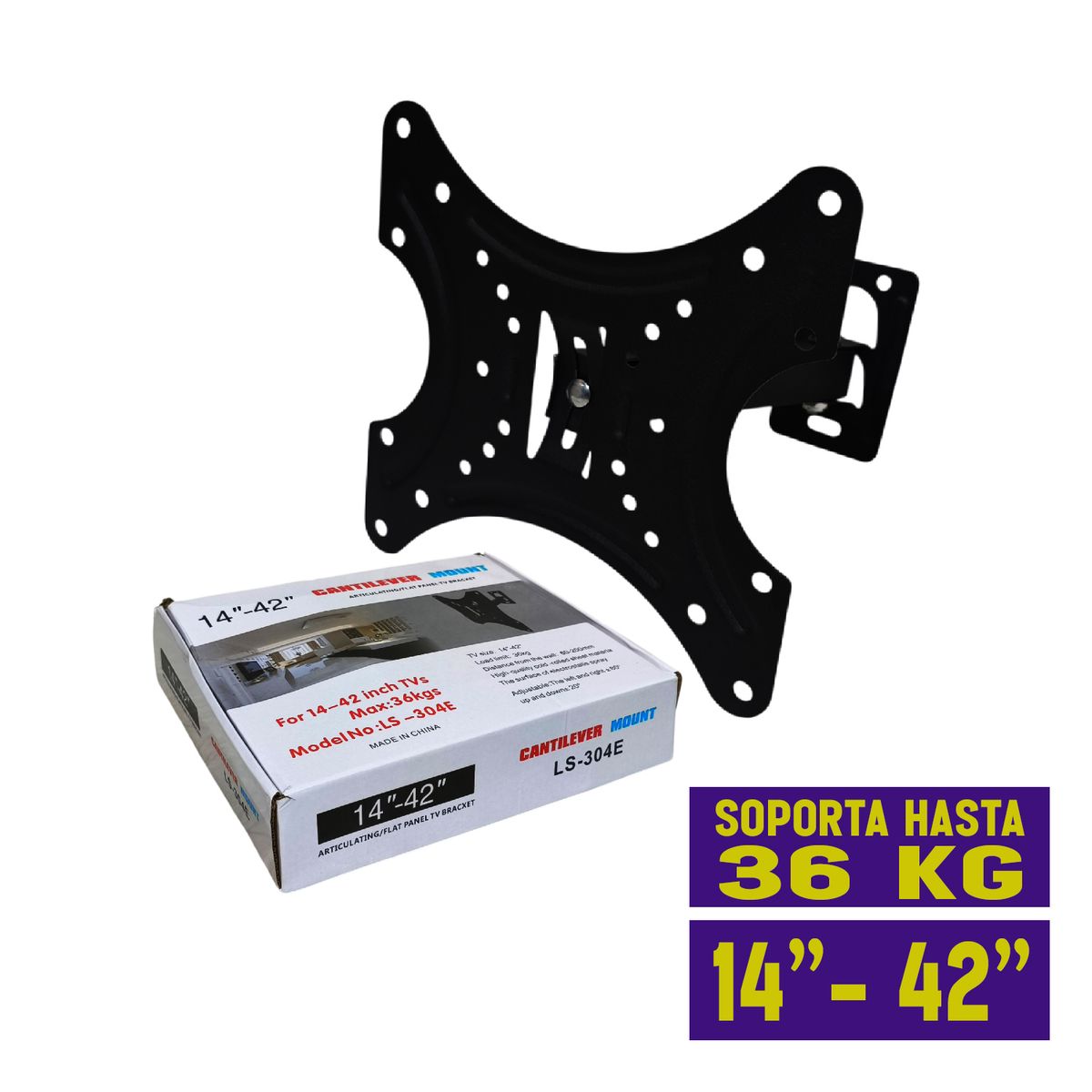 GENERICO - Soporte de TV Articulado Reclinable 14 a 42 Pulgadas y 36 Kgs