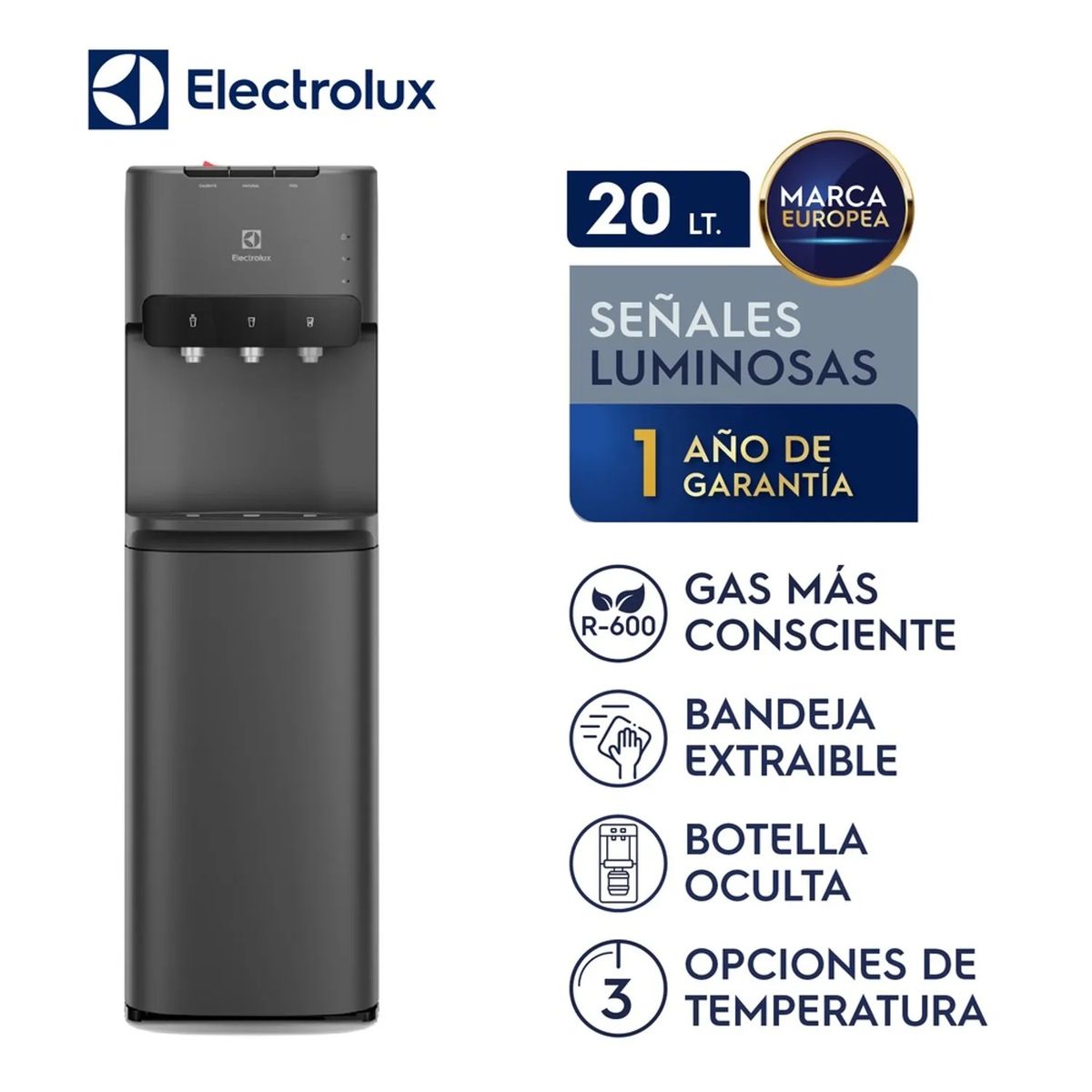 ELECTROLUX - Dispensador de Agua Electrolux Pure Sense con Botellón Oculto Negro ED30SRBL