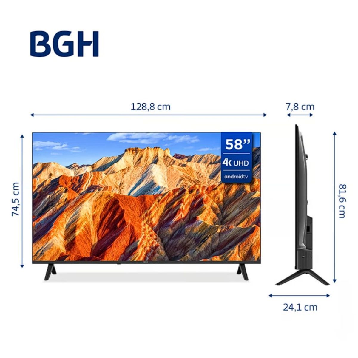 BGH - Televisor BGH 58 UHD 4K SMART TV Android TV sin bordes B5824UK6AIP + ANTENA DIGITAL