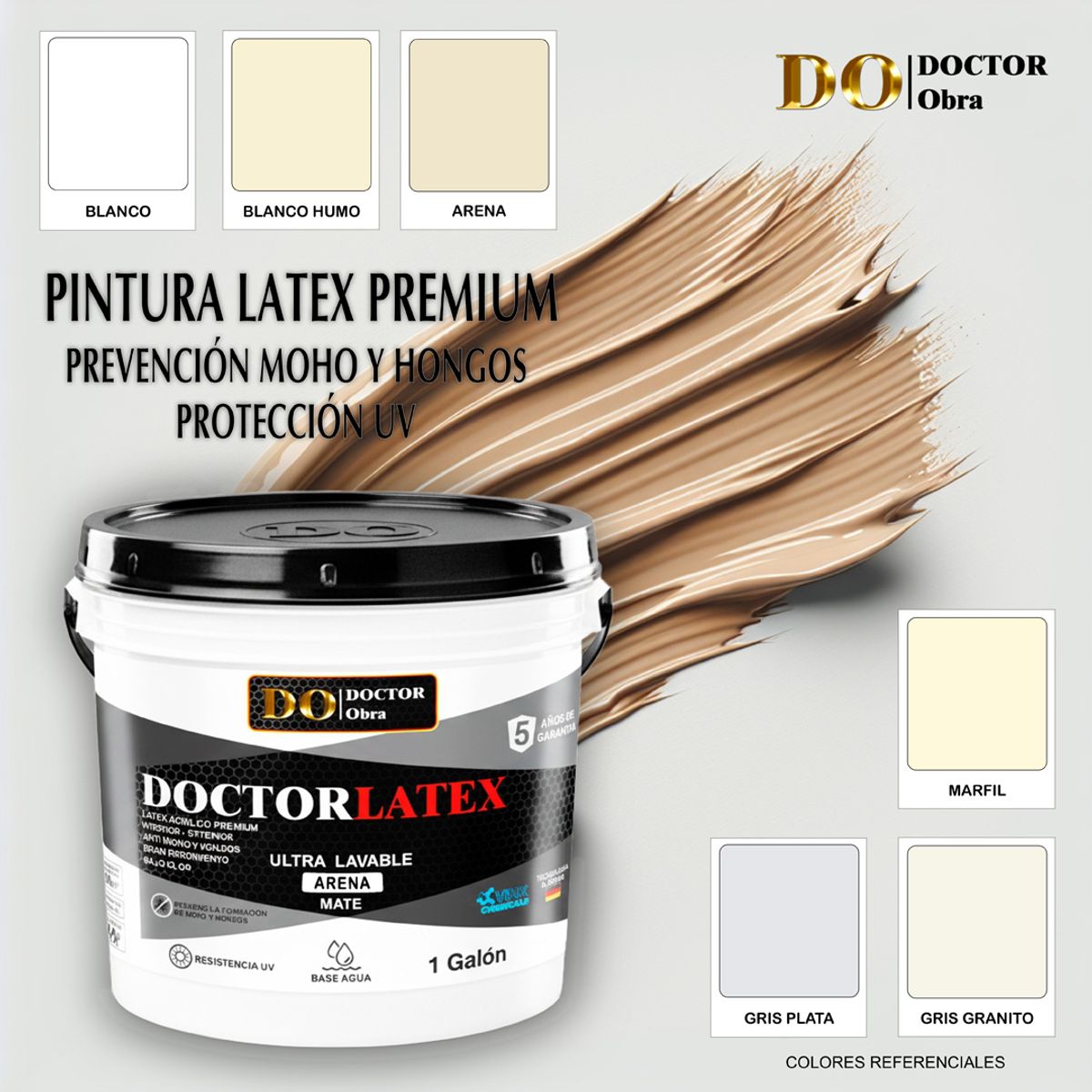 DO DOCTOR OBRA - PINTURA LATEX PREMIUM PARA PAREDES GRIS GRANITO ANTI MOHO Y HONGOS 1 GALÓN