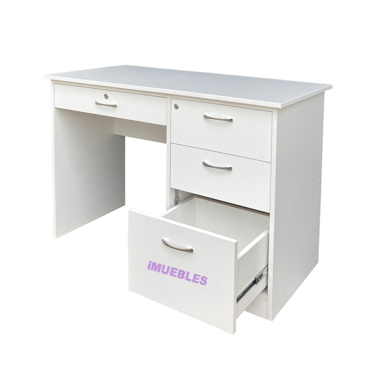 TEMEL - Escritorio Ejecutivo Blanco 120 cm Con Llave Melamina 18MM