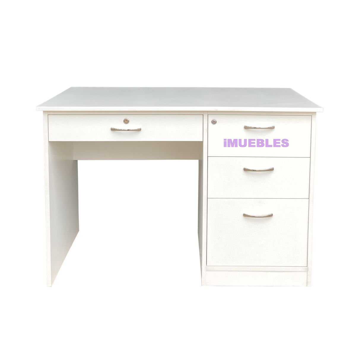 TEMEL - Escritorio Ejecutivo Blanco 120 cm Con Llave Melamina 18MM