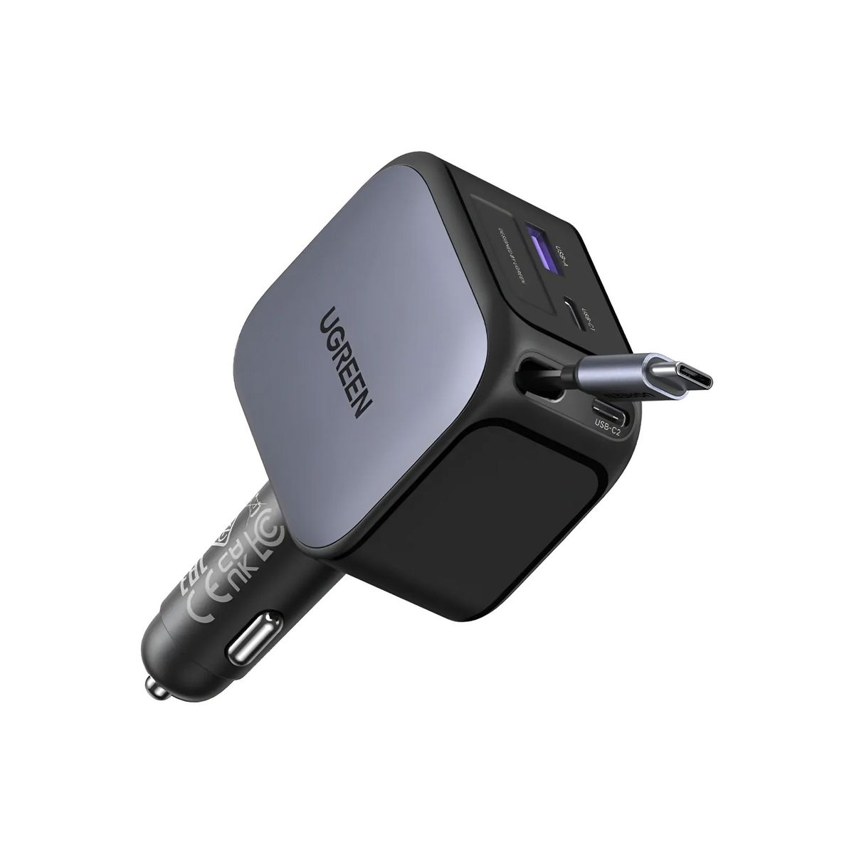 UGREEN - Cargador Ugreen 145W Para Carro C Rápida Cable Incluido Negro 55910B