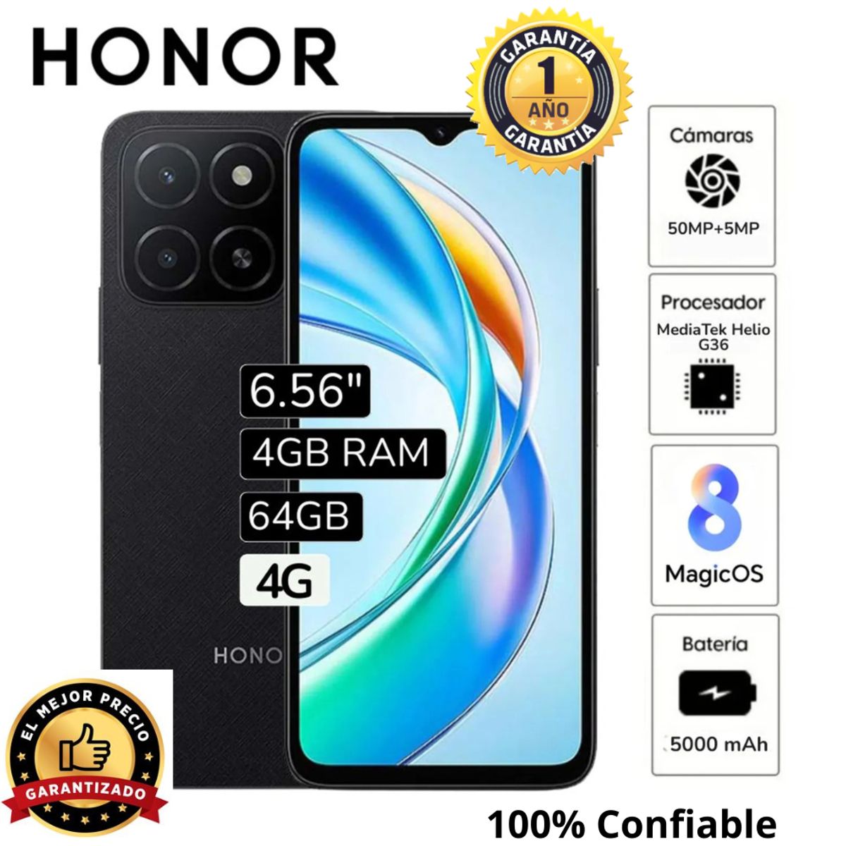 HONOR - Celular Honor X5B 6.5" 4GB 64GB 50MP  Negro