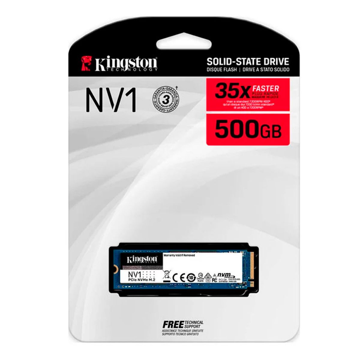 KINGSTON - Unidad SSD Kingston NV1 500GB NVMe PCIe M.2 2280 (SNVS/500G)