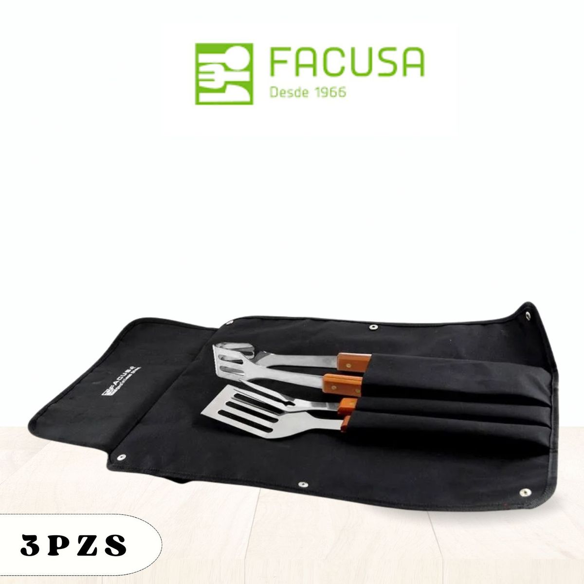 FACUSA - Set Parrillero X 3 M/Madera C/Mandil - Facusa