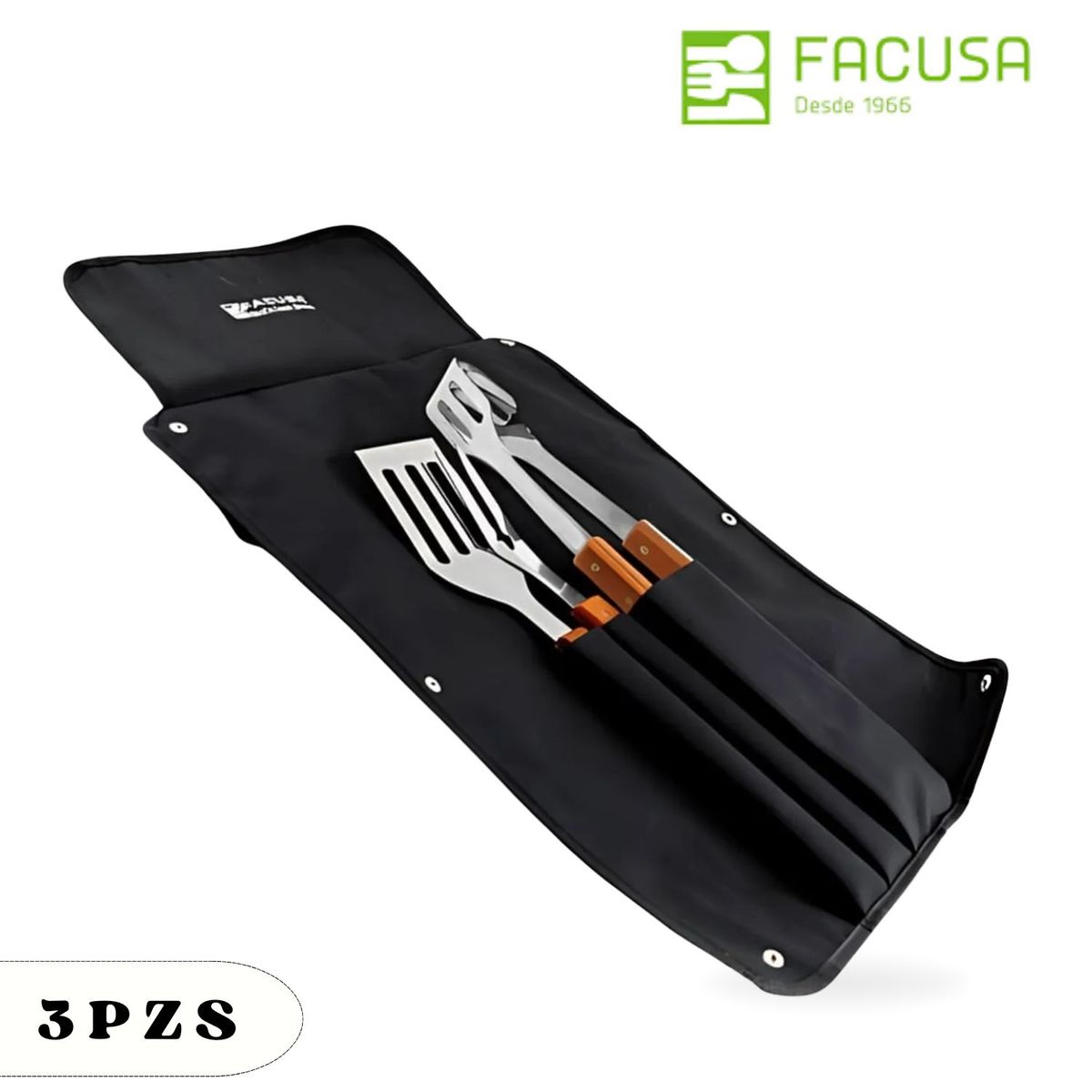 FACUSA - Set Parrillero X 3 M/Madera C/Mandil - Facusa