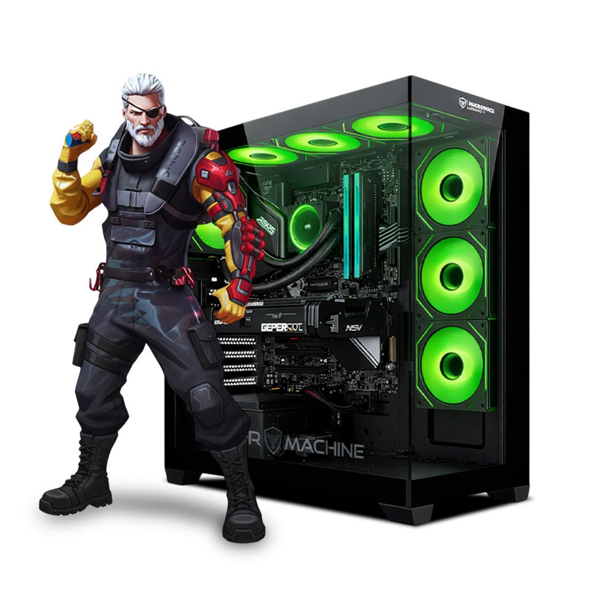 RYZEN - CPU Gamer AMD Ryzen PLUS RYZEN 7 7700X 16GB 500GB RTX5050 8GB GREEN MI PC LISTA