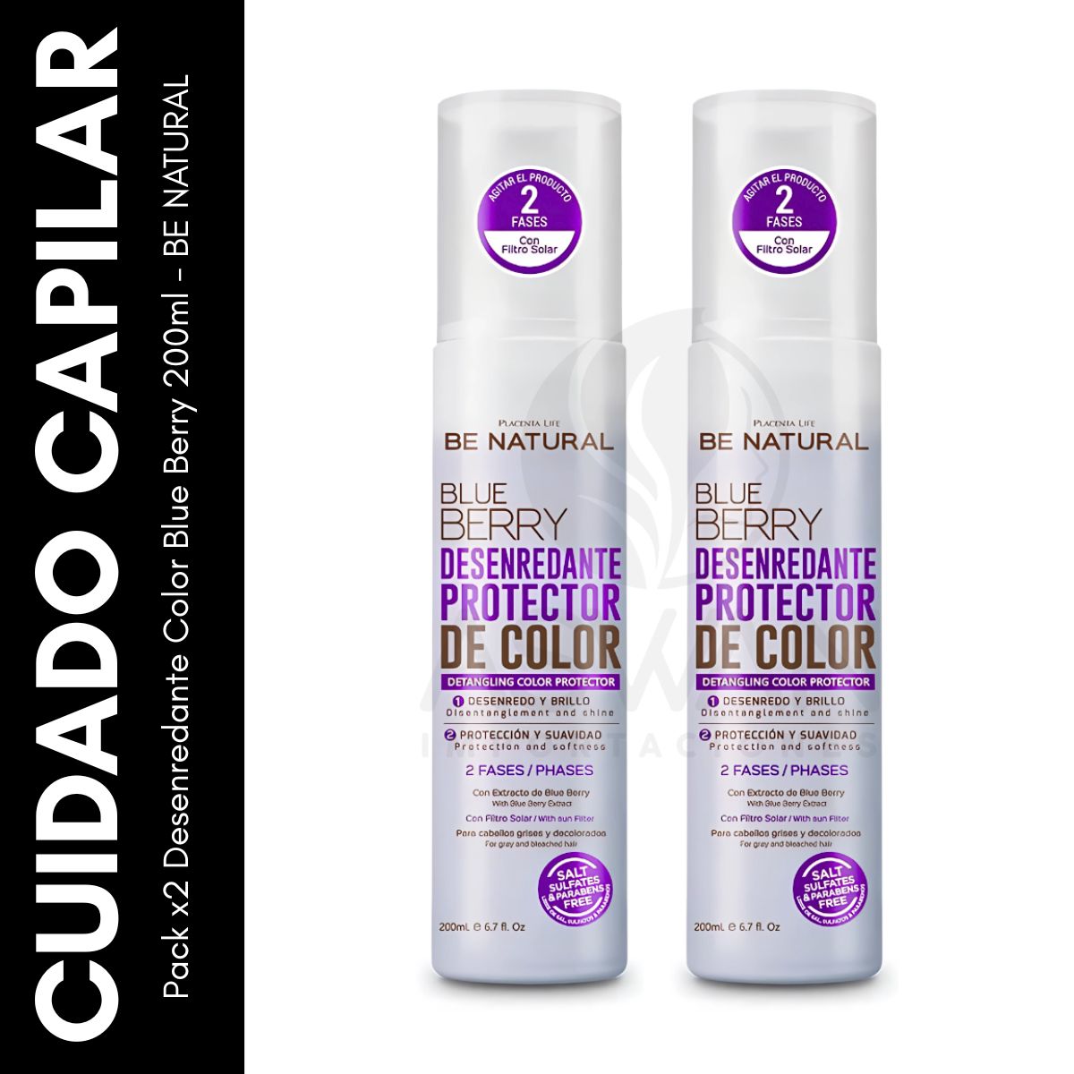 GENERICO - Pack x2 Desenredante Color Blue Berry 200ml - BE NATURAL