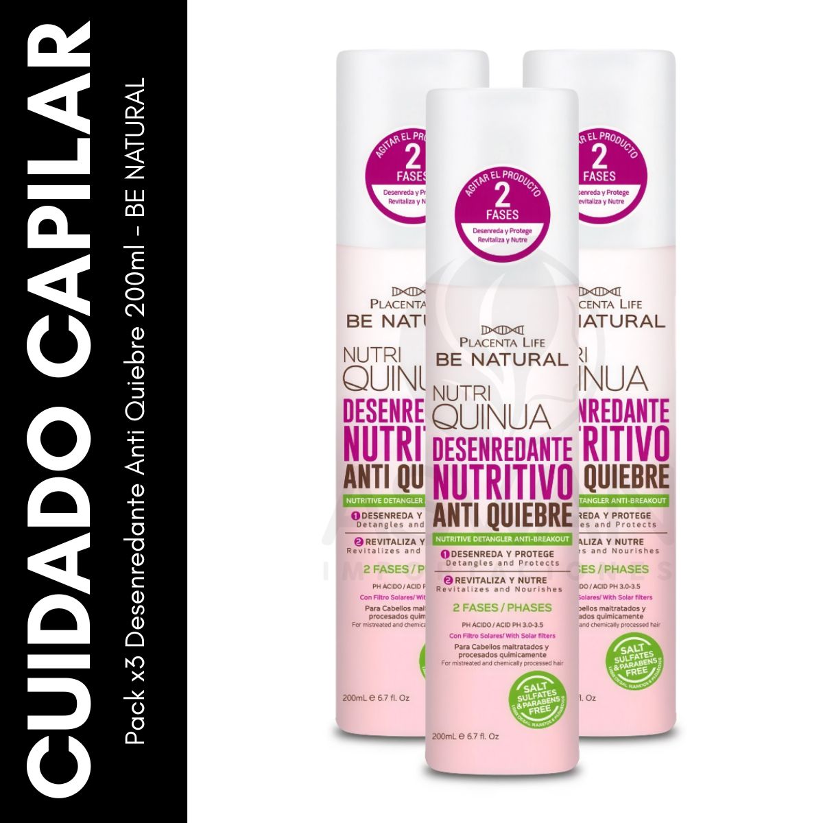 GENERICO - Pack x3 Desenredante Anti Quiebre 200ml - BE NATURAL